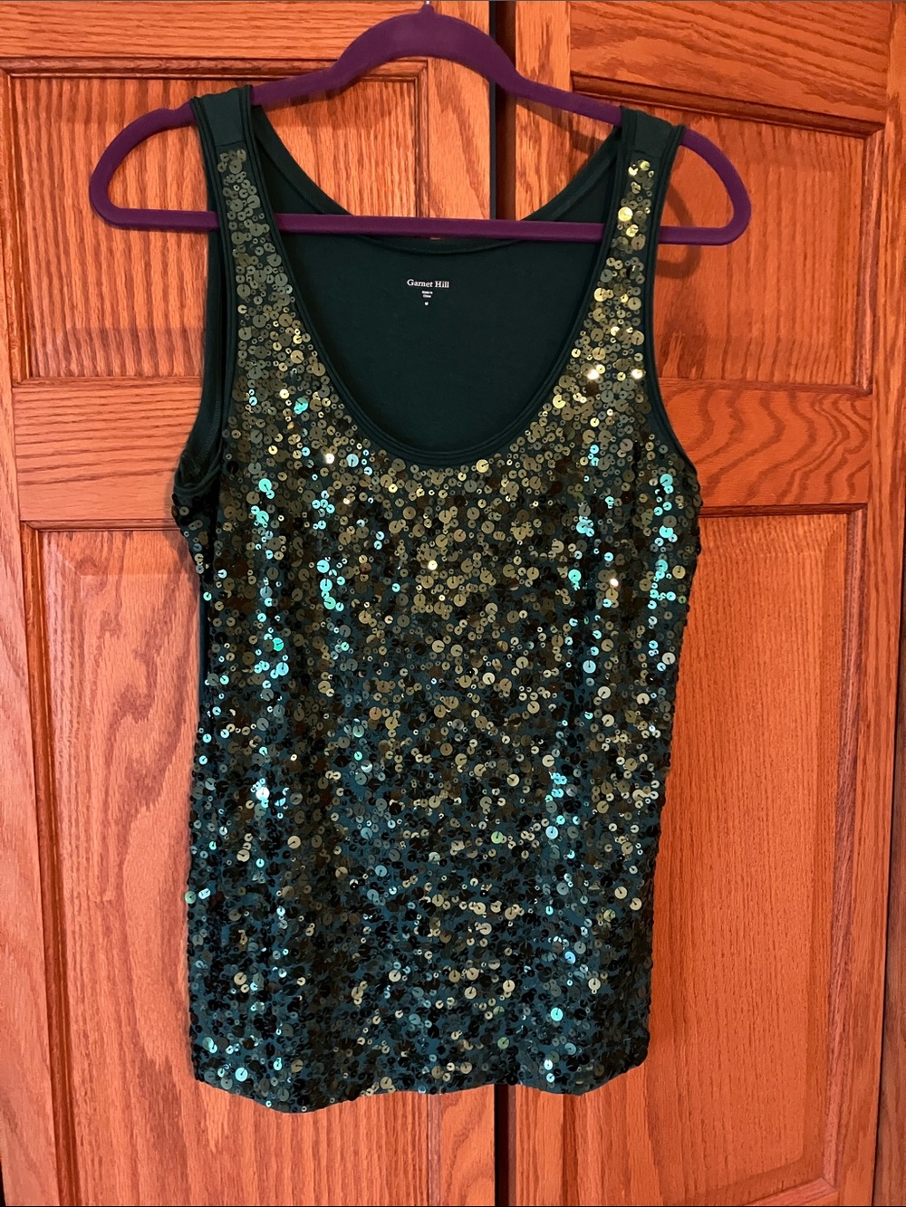 Garnet Hill Forest Green Sequined Tank